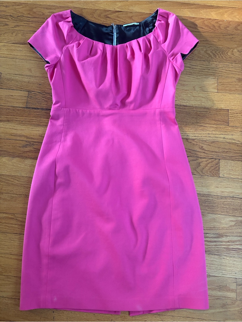 Tahari Women's Pink Pleated Scoop Neck Dress